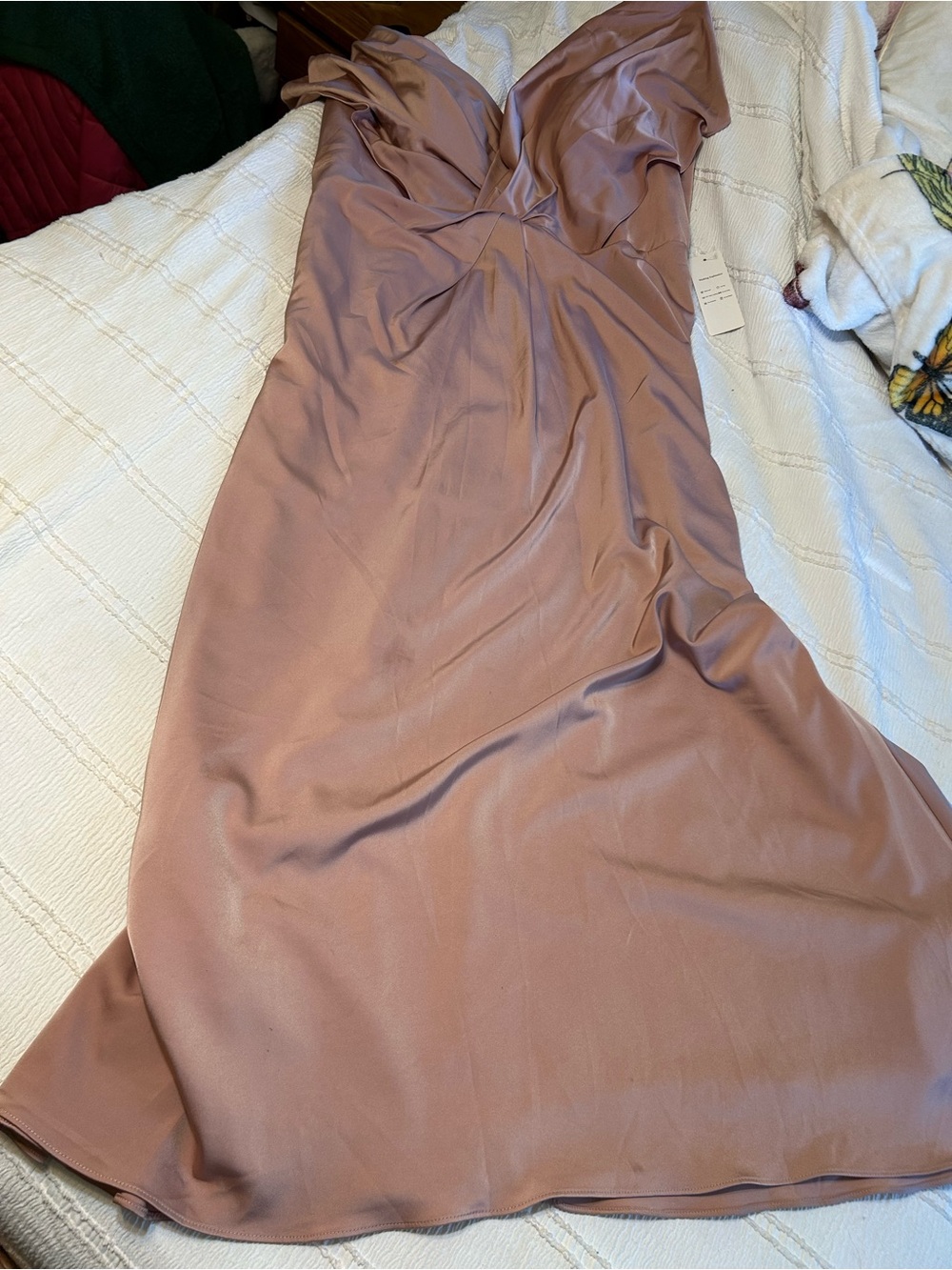 Elegant Dusty Rose V-Neck Twist Front Women's Dress - Picture 9 of 9